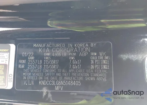 2022 Kia Niro Ev Ex из США, поврежденный, VIN KNDCC3LG6N5148405